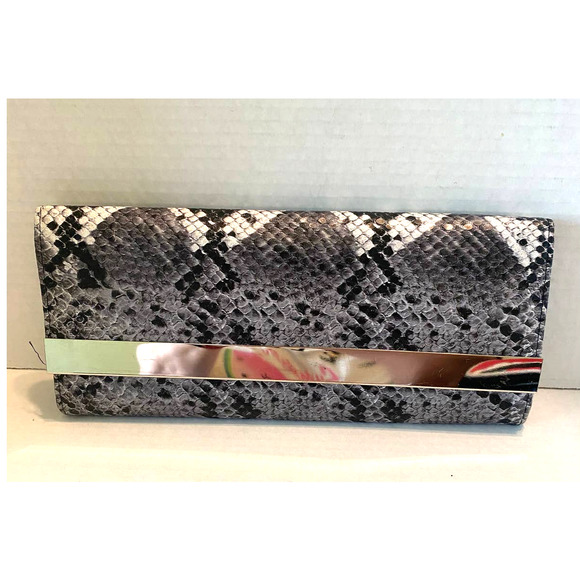 none Handbags - Faux Snake Skin Clutch/Shoulder Bag